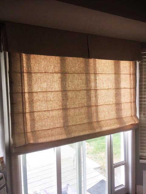 Example of roman shades on sliding glass doors