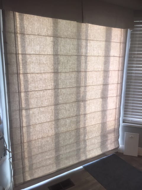 Example of roman shades on sliding glass doors